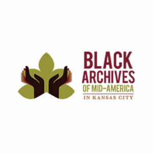 Logo with Black hands reaching upwards. It reads "Black Archives of Mid-America in Kansas City."