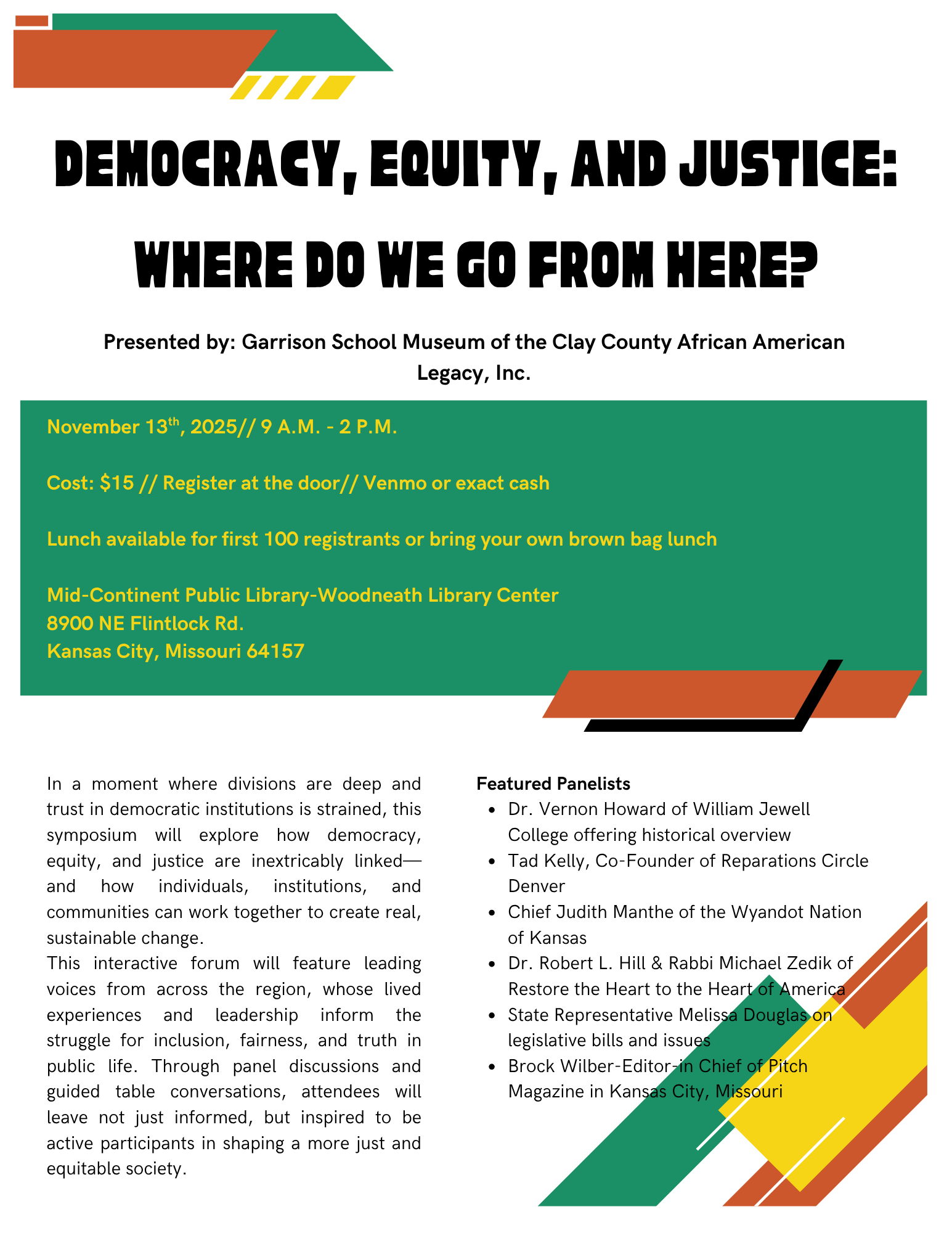 Flier for Democracy, Equity, and Justice Symposium